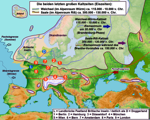 Karte Weichsel-Eiszeit